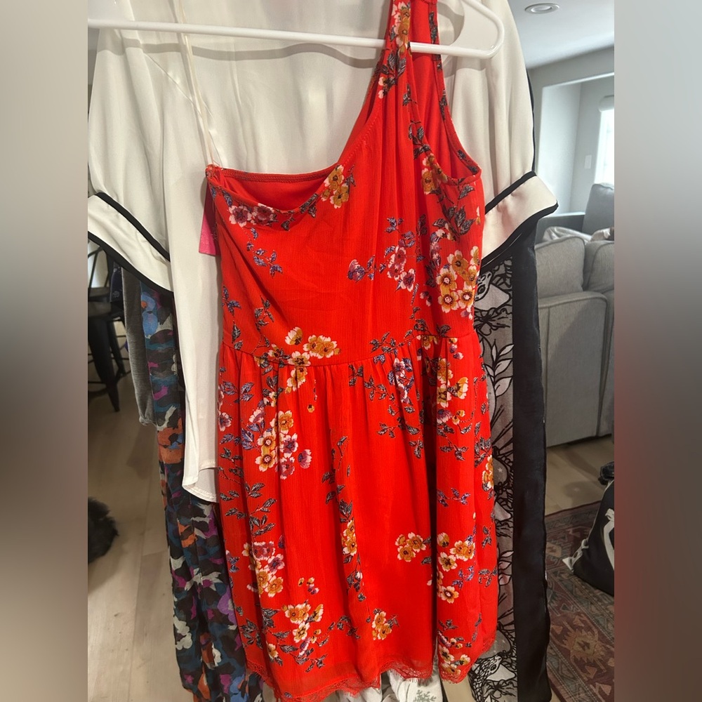 NWT Xhilaration One Shoulder Red Floral Dress